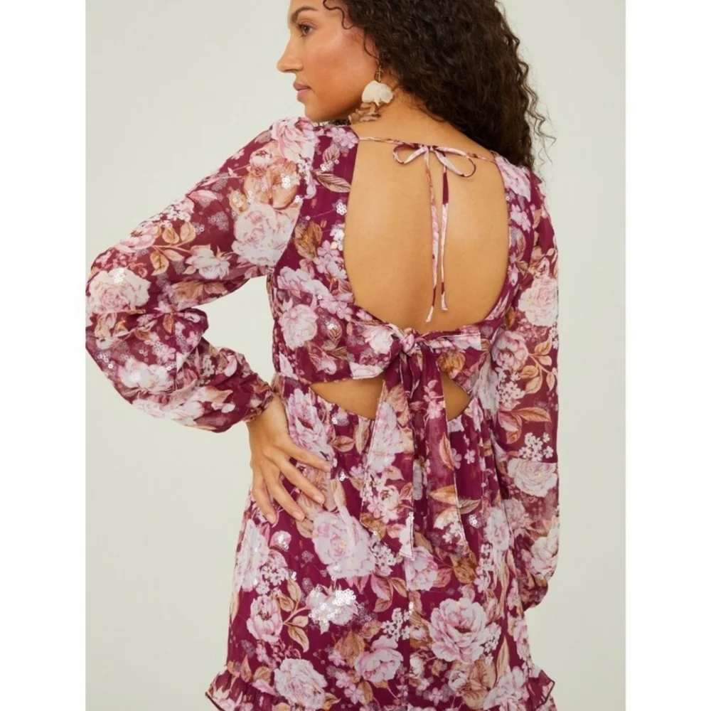 NWT Altar'd State Floral Sequin Maxi Dress M - Picture 3 of 8